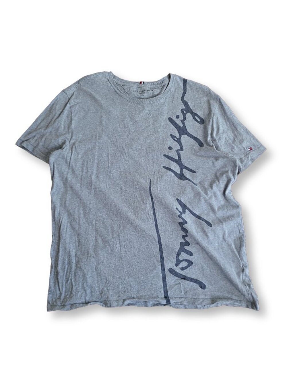 Tommy Hilfiger Grey Script Logo Oversized Graphic T-Shirt (L)